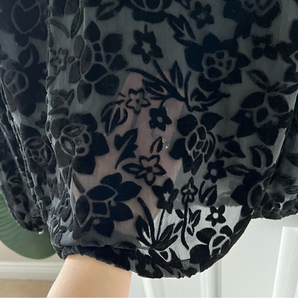 J.Crew Velvet Floral Sheer Silk Blouse - Picture 3 of 6
